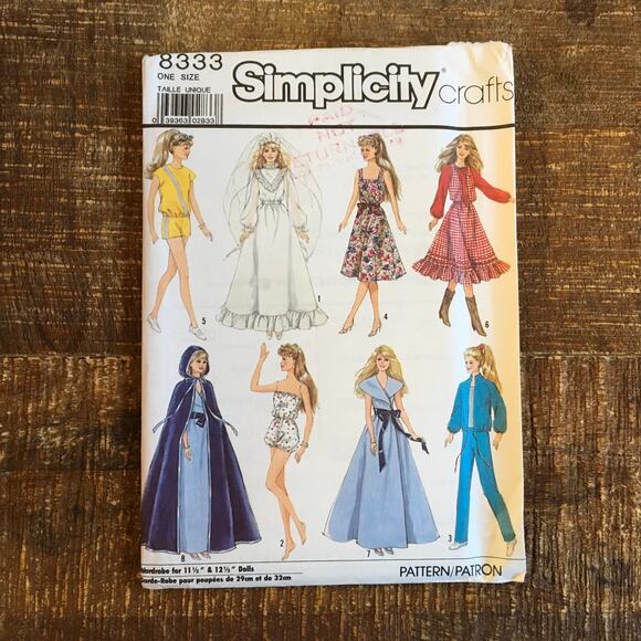 Simplicity Crafts Sewing Pattern 8333 11.5” 12.5” Fashion Doll Clothes UNCUT - Picture 1 of 2